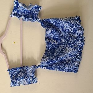 Shein Floral Smocked Bardot Top